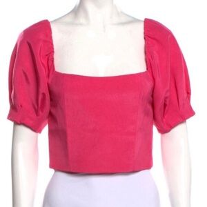 NWOT Alice + Olivia Hot Pink Puff Sleeve Top Sz 0